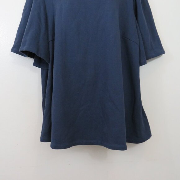 Anthropologie Eri + Ali size 3X Short Sleeve Sweatshirt Blue Ruffle Bell NEW - Picture 4 of 6